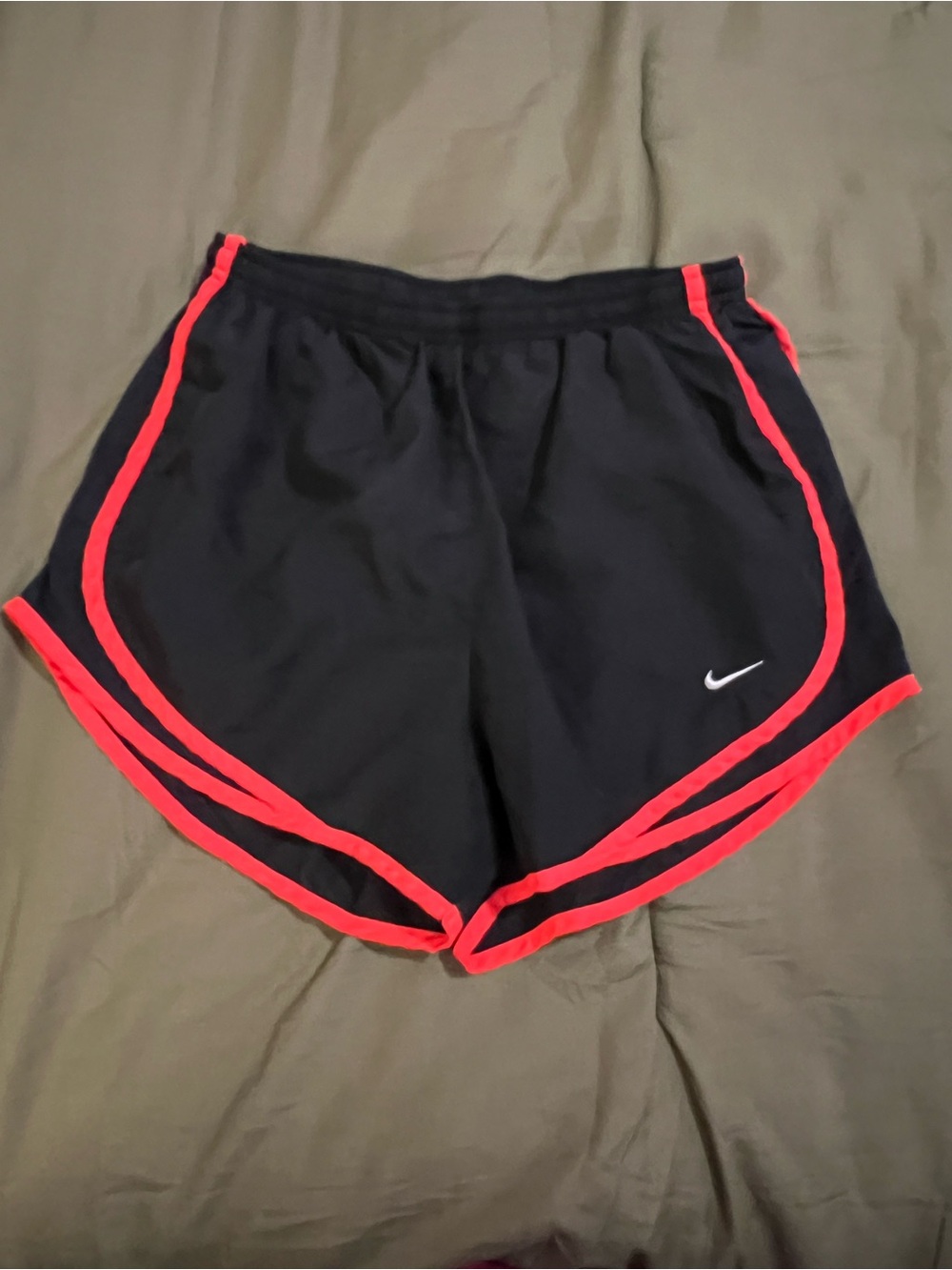 Nike Women's Black Athletic Shorts with Red Trim